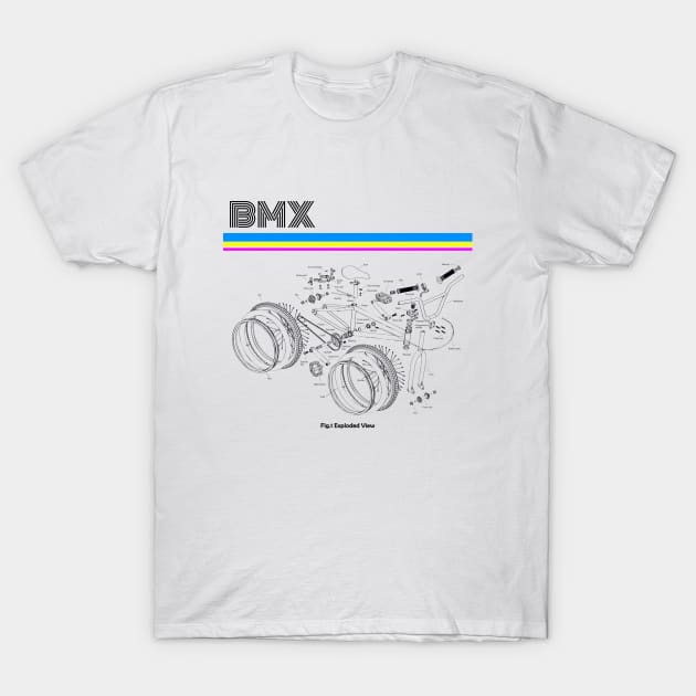 BMX EXPLODED VIEW T-Shirt by Hucker Apparel